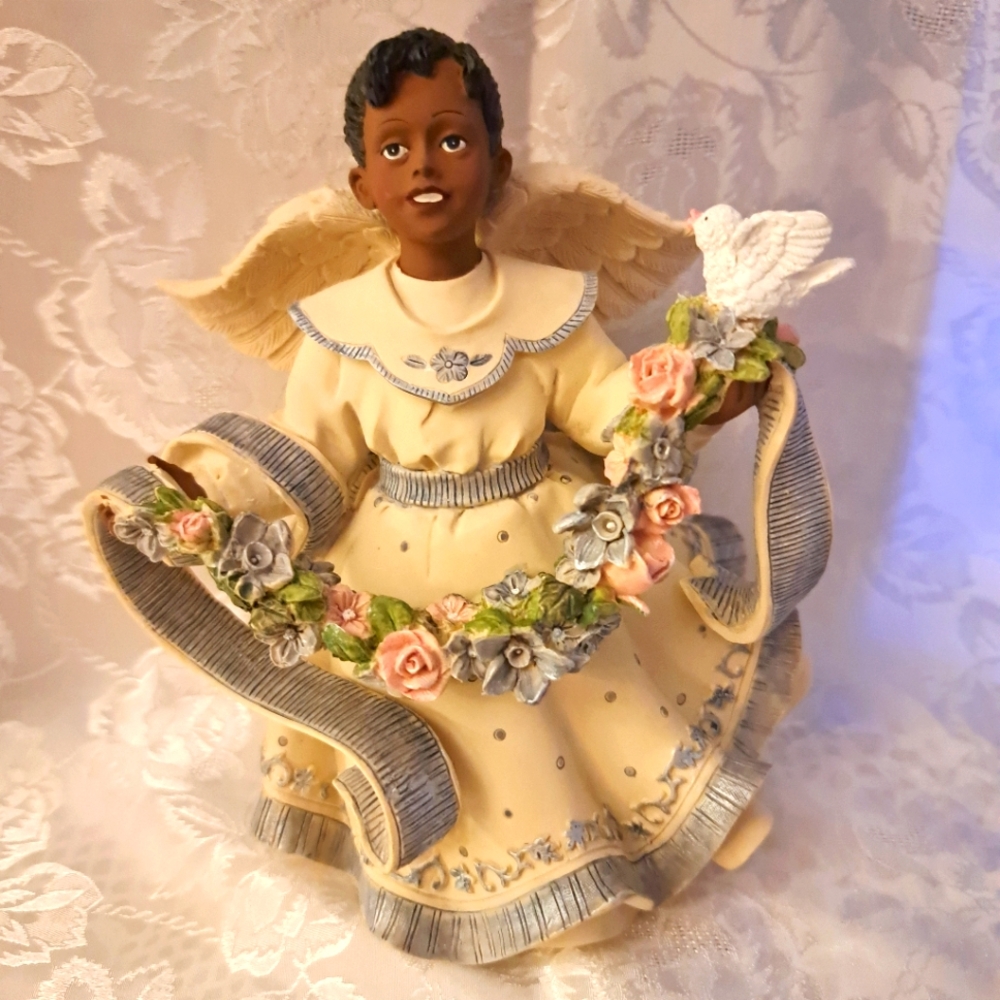 Angel Figurine with Floral Garland